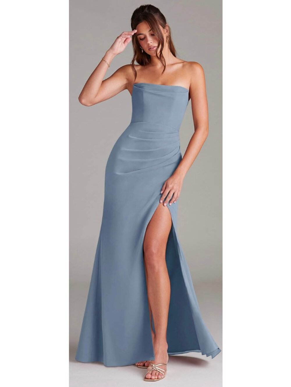 NWT Azazie Leonis Size Small Dusty Blue Long Gown